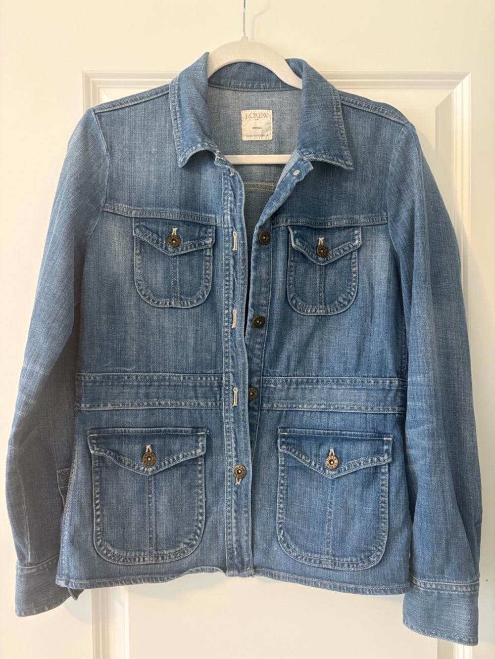 J. Crew Faded Light Blue Denim Utility Jacket